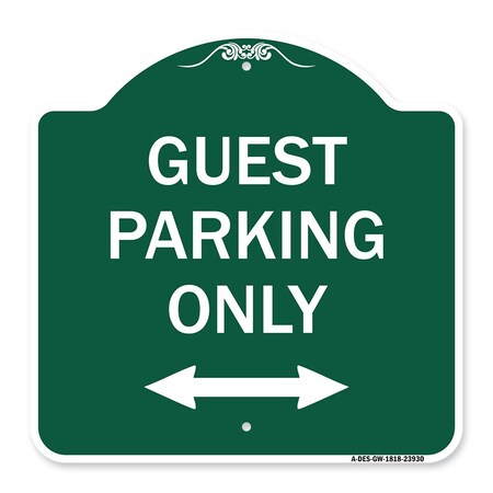 Signmission Guest Parking W/ Bidirectional Arrow, Green & White Aluminum Sign, 18" x 18", GW-1818-23930 A-DES-GW-1818-23930